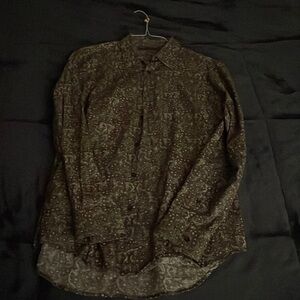 Beige paisley button up Perry Ellis shirt
